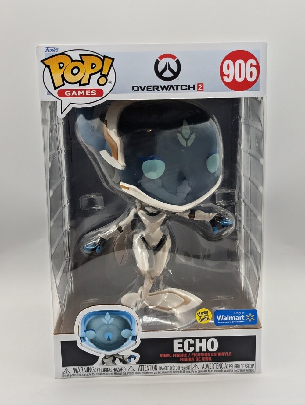Funko Pop! Games Overwatch 2 #906 Jumbo ECHO Glow In The Dark GITD * Damaged